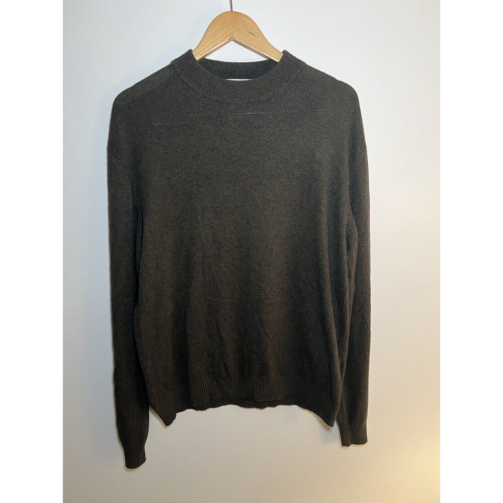 Perry Ellis Silk Wool Mock Neck Mens Sweater Long Sleeve Pullover Green Large